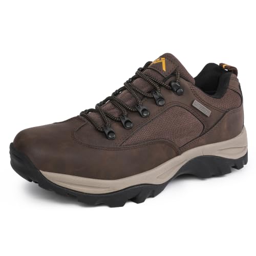 Men's Waterproof Hiking Work Shoes - Non-Slip Durable Soft Toe - Brown, Size 9