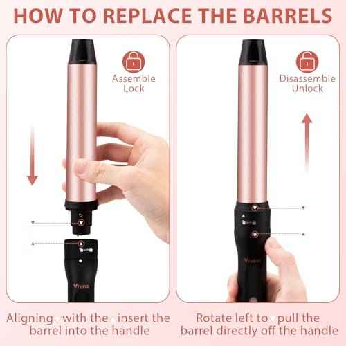 5 in 1 Curling Wand Set, 3 Barrel Curling Iron Set with 1.5" Thermal Brush and 4 Interchangeable Ceramic Curling Wand (0.5-1.25"), Fast Heating Hair Curler, Dual Voltage, Include Comb & Glove & Clips