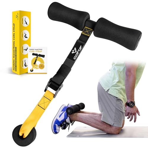 Bright Yellow Nordic Hamstring Curl Strap - Heavy Duty Adjustable Fitness Equipment