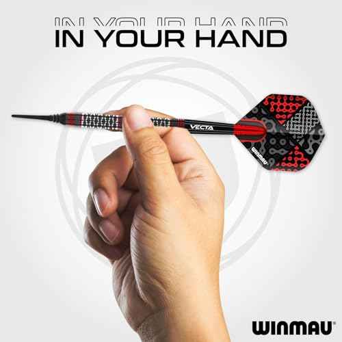 Winmau Darts Cypher Series 90% Professional Tungsten Darts Set with Dart Flights and Dart Shafts (Stems) - Available Weights 18g Soft Tip 22g, 24g and 26g Steel Tip
