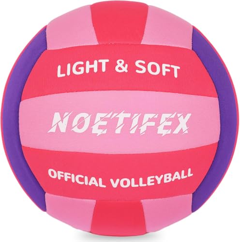 Soft Volleyball for Indoor Practice - Noetifex Light Cushion Ball, Red Pink Purple Premium Variation