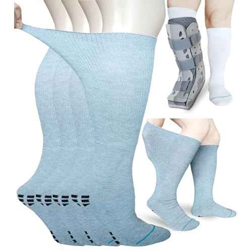 Walking Boot Sock Replacement Extra-Wide Knee High Socks for Foot Brace,Fracture Boot Men & Women 2 Pairs