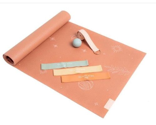 Blog-ilates Ultimate Yoga Starter Kit with Mat, Massage Ball, Mat Strap, 3 Rubber Booty Bands (Color Varies)