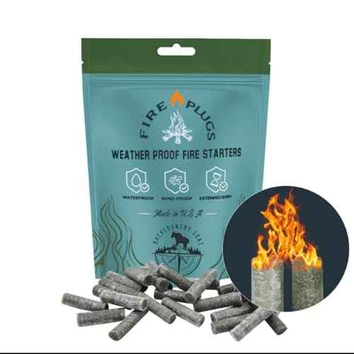 100% Waterproof Fire Plugs Fire Starters (50 Pack), BBQs, Smokers, Fire Pits, Fireplaces | Natural, Easy to Light, Emergency Ready