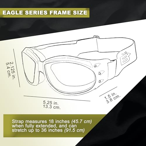 Motorcycle Padded Airsoft Goggles with Mirror Lens for Day & Night Riding - Black & Red Eagle Style, 2 Pairs