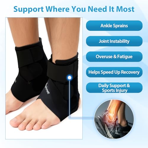 2-Pack Ankle Support Brace for Men & Women, Compression Ankle Wrap with Dual-Sided Stabilizers, Adjustable X-Strap & Open Heel for Sprain Recovery, Joint Stability & Sports Injury Relief