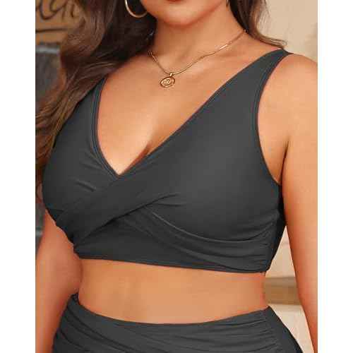 Women Plus Size Bikini Top - Twist Front Swimsuit Top Push Up Full Coverage Bathing Suit 2025 Swim Bra for Large Bust