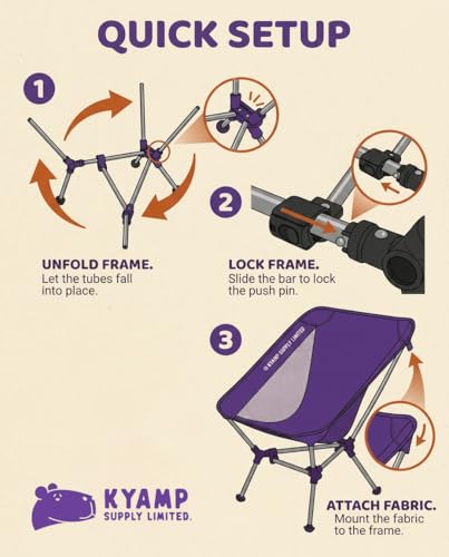 Purple Camping Chair Lightweight Low-Back Portable Seat for Hiking & Beach