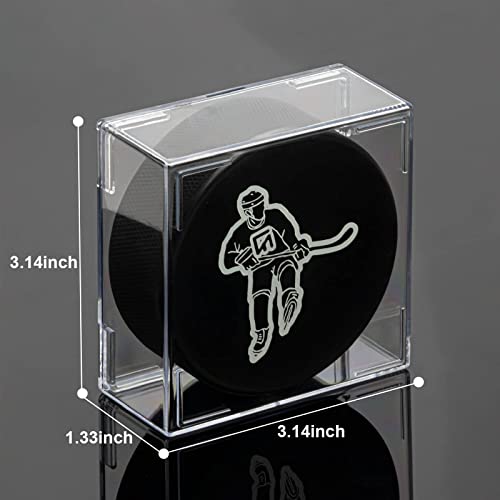 Cube Square Hockey Puck Display Cases - 6-Count Clear Box Set, 2-Piece Snap Design