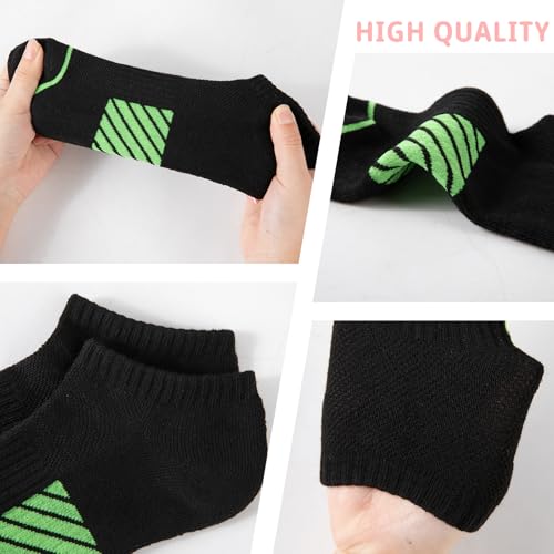 Ankle Socks for Women 8 Pairs Athletic Running Cushioned Low Cut Socks - Black