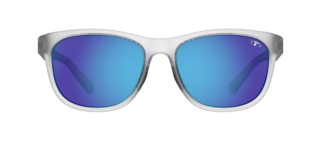 Tifosi Optics Swank Sunglasses (Satin Clear/Smoke Lens with Clarion Blue Mirror - Polarized)