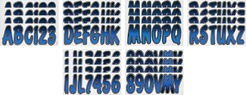 Marine Vinyl Boat Registration Numbers Kit - Blue-Black Gradient, 146 Pieces, USCG Compliant