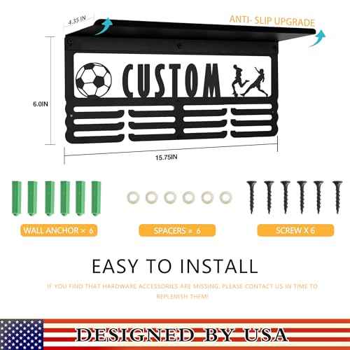 Personalized Medal Holder with Name Display Rack for Awards Ribbons - Metal Custom Sports Race Plaques Hanger for Wall Mount Hold Up 60 Medal Hanger Display for Athlete Boy Girl Kid