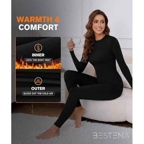 BESTENA Thermal Underwear for Women Base Layer Cold Weather Thermal Set Long Johns Women Thermal Set