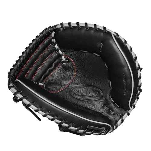 Wilson A500 32" Youth Baseball Catcher's Mitt - Right Hand Throw, Black/Red/Grey
