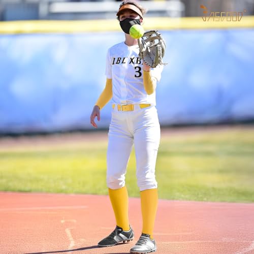 Youth Baseball Socks and Belt Set - Yellow Elastic Belt for Men and Youth