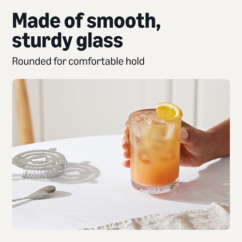 11 oz. Drinking Glasses Set - Thick Sturdy Glass, Round Shape, Dishwasher Safe, 4-Piece