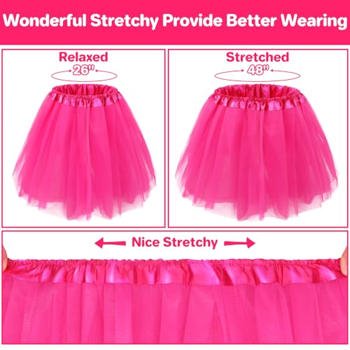 Pink 5-Layer Tulle Skirt for Women Adults Fluffy Halloween Costume - 15.7"