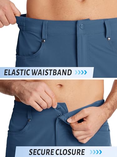 Men's Hiking Cargo Shorts 10 Inch with Zipper Pockets Quick Dry Casual Stretch for Summer - Blue Grey, Size 36