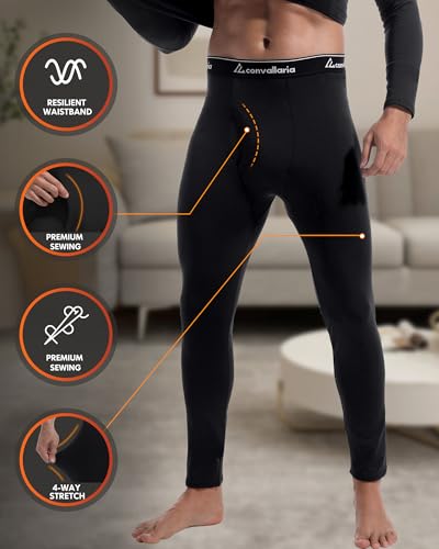 Men's Thermal Long Johns Base Layer Set - Medium / 3#cm-3 Black