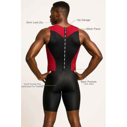 Wixen Men's Performance Triathlon Suit Sleeveless Tri Suit Padded Quick Dry Run Swim Bike