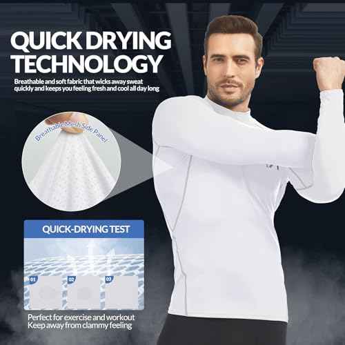 Mens Men's Compression Shirt Long Sleeve Athletic Workout Shirt