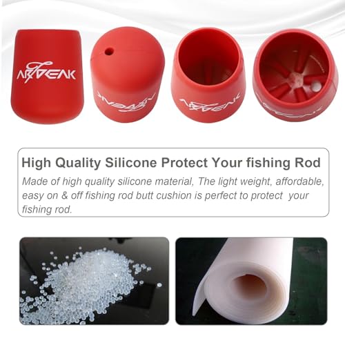 Large Silicone Fishing Rod Butt Cushion 1.38in End Cap for 1.18-1.34in Rods - 8 Colors