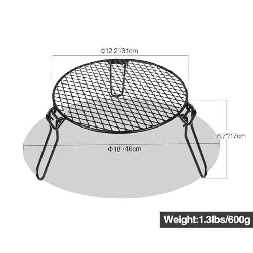 REDCAMP Folding Campfire Grill Top for Solo Stove Bonfire - Iron, 18 Inch