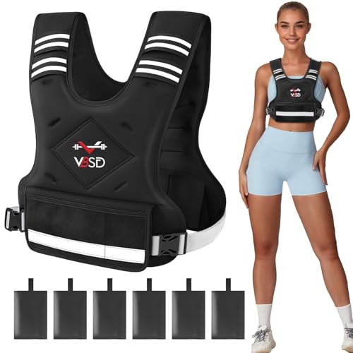 Weighted Vest for Women Men - Adjustable 11-20lb Black with Reflective Strips