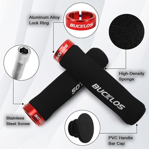 Black Locking MTB Bike Handlebar Grips Foam Anti-Slip Comfort