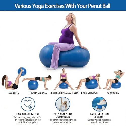 Blue Peanut Exercise Ball for Kids Therapy & Fitness 90x45cm with Pump