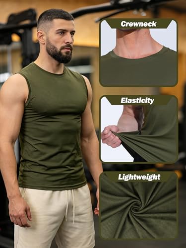 Men's 4X-Large Mesh Athletic Tank Tops Pack - Quick Dry Moisture Wicking Gym Shirts - Dark Green Black Blue Gray