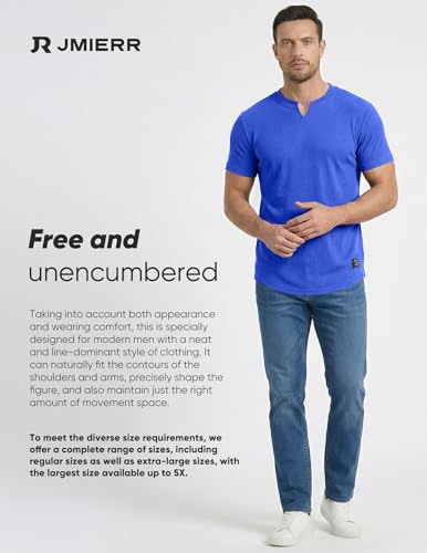 JMIERR Men's Muscle Fit V-Neck T-Shirt Short Sleeve Workout Tee Medium Dark Blue