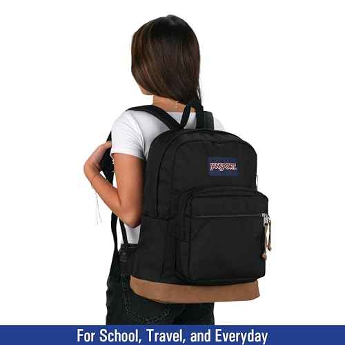 JanSport NCAA Officially Licensed Backpack, Michigan State Spartans, Right Pack with Padded 15-Inch Laptop Sleeve, Spacious Computer Bag, Durable Daypack with Bottle Pocket & Haul Handle, Black