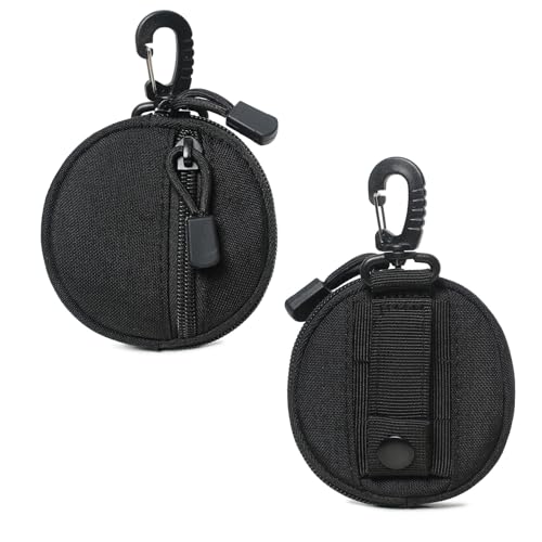 Black 2 Pack MOLLE Pouch with Carabiner Clip Mini Coin Purse Keychain