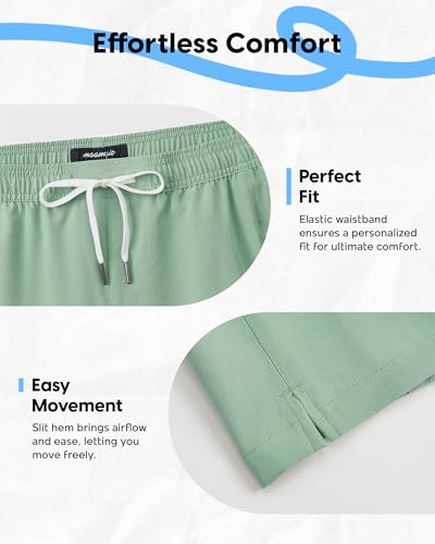 Men's 9 Inch Unlined Swim Trunks with Zipper Pockets - Quick Dry Beach Shorts