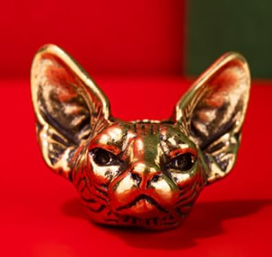 2pcs Sphinx Cat Brass Bead Paracord Lanyard Cord Beads Pendant Charms Pendant for Knife Lanyard Cord Bracelet Keychains EDC DIY Accessories