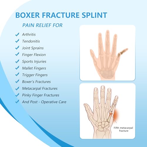 Pinky Finger Splint - Boxer Fracture Splint for Men & Women, Adjustable Finger Brace with Removable Aluminum Supports for Arthritis Fracture Broken Mallet Dislocated Trigger Finger, Right,M