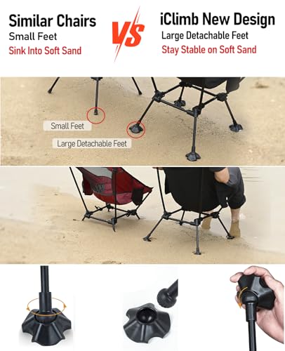 iClimb Ultralight Compact Folding Anti-Sinking Beach Chair Black - Variation of THIS listing