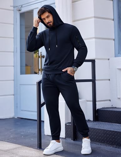 Men's Navy Blue Medium Tracksuit 2 Piece Hooded Athletic Jogging Set