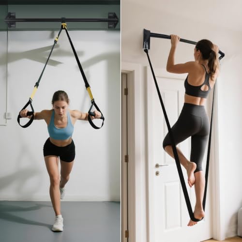 Wall Mounted Pull Up Bar Doorway Support Beam Heavy Duty Strength Training Bar - Black