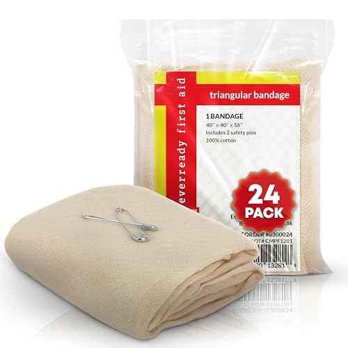 Triangular Bandage, 40" x 40" x 56", 100% Cotton, Individually Wrapped with 2 Safety Pins Per Bandage, Multi-Purpose Sling & Dressing for First Aid Kits ? 24 Pack