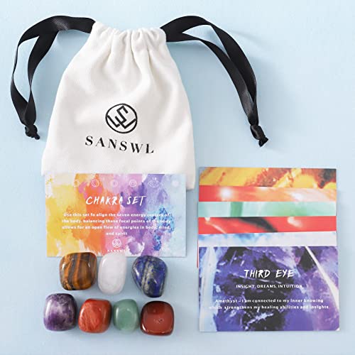 Chakra Healing Crystal Necklace Set - 7pcs Colorful Gemstones for Women Men Teens