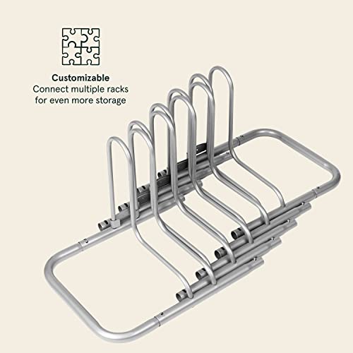 Bike Floor Stand Storage Rack for 5 Bikes - Weather Resistant Steel Organizer Grey