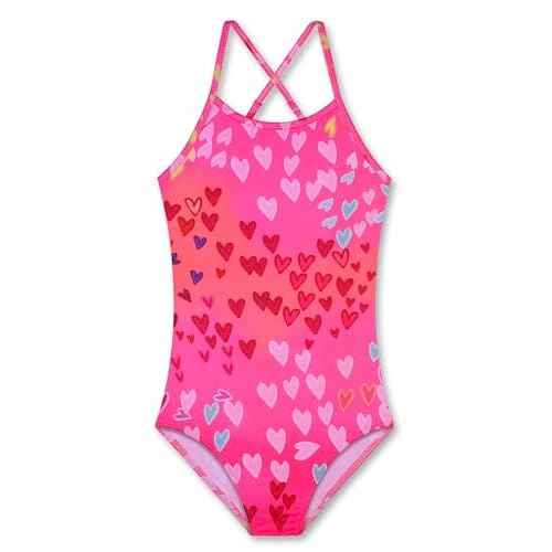 LUOUSE Girls Sparkle Swimsuits Quick Dry Crossback One Piece Beach Swimwear Bathing Suit with Adjustable Strap 4-9 Years