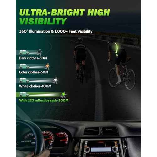 LED Reflective Belt Sash - 5 Lights Colors & 3 Light Modes High Visibility Night Safety Belt, Rechargeable Light Up Running Gear Adjustable Vest Straps for Runners Walkers Men Women