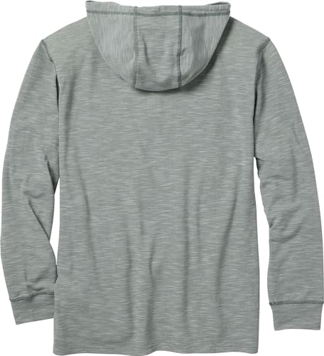 Men's Hooded Henley Pullover with Slub Cotton, UPF 30 Sun Protection - Large Tall Balsam Green