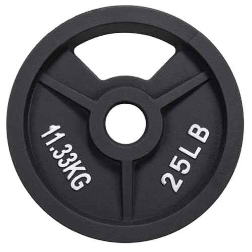 Fitvids 2-Inch Olympic and 1-Inch Standard Cast Iron Weight Plate for Strength Training & Weightlifting, Multiple Weights Available