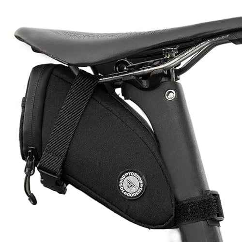 1.2L Aero Horn Bike Seat Bag Waterproof, PU Fabric & Taped Zipper, Bike Bag Reflective Logo & Taillight Mount, Tool-Free Straps, Bike Saddle Bag