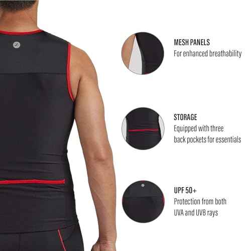 Zoot Men¡¯s Core Tri Tank, Performance Triathlon Race Tank Top, UPF 50+ Fabric, Rear Pockets, Mesh Panels, & Cam Lock Zipper